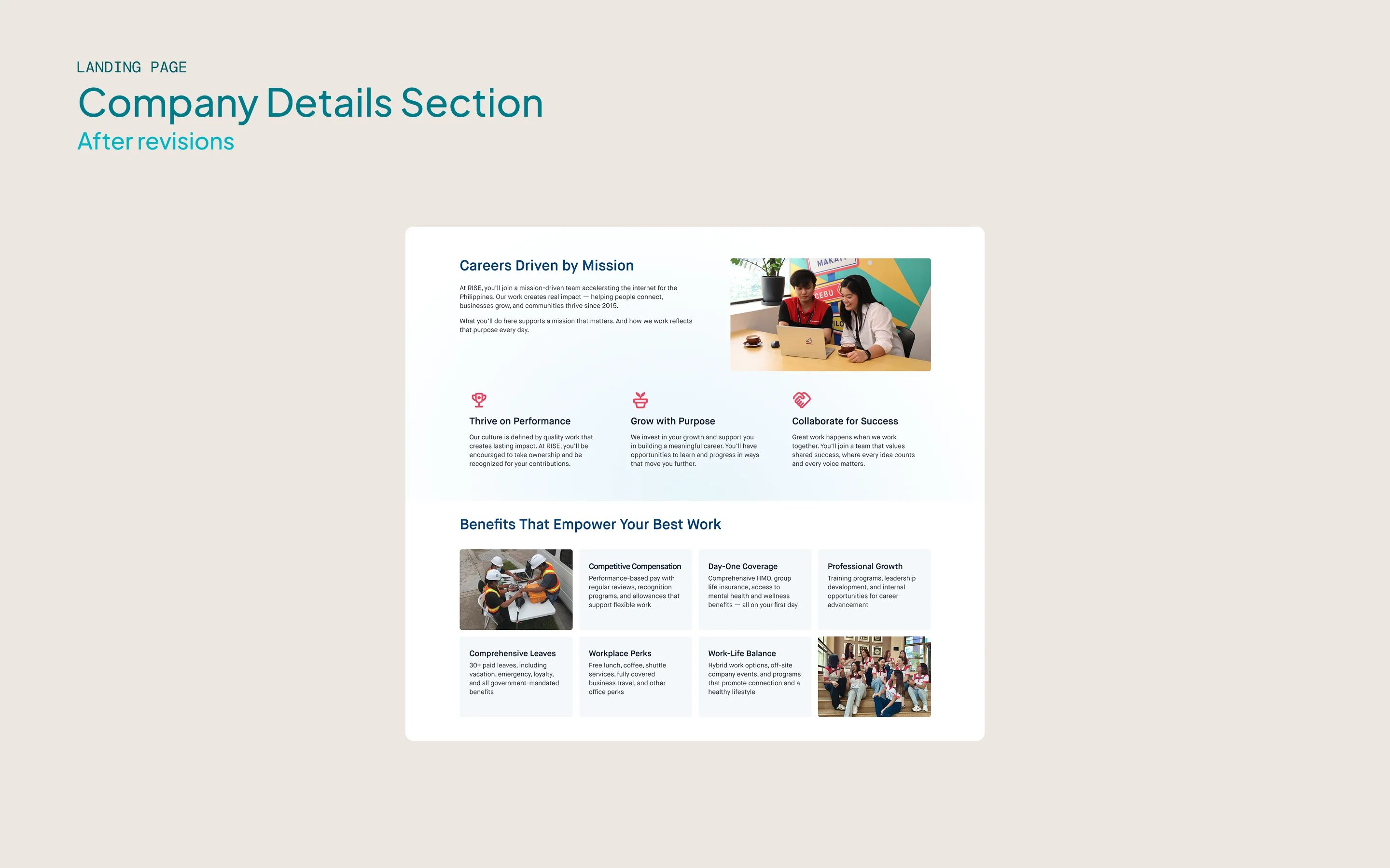 A before-and-after slider showing changes to the company details section, with pending content removed.