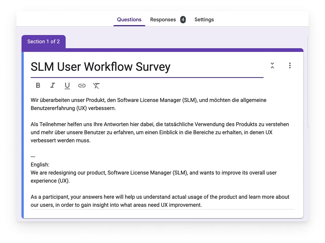 User survey findings